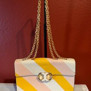 Tori Burch Gemini Medium Snakeskin link bag